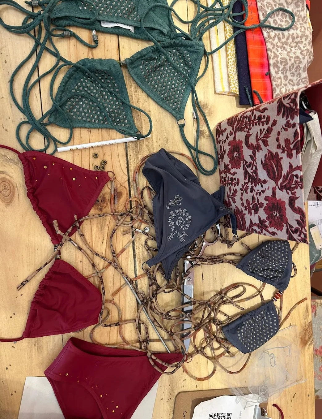 Bikinis created and customized at the Bikini Lab Workshop in Barcelona. At Camila CTG's store in Barcelona.