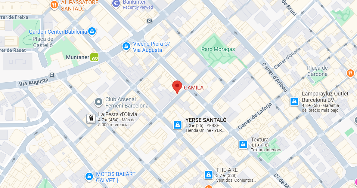 Mapa de ubicación de Camila CTG en el barrio de Sarrià-Sant Gervasi, Barcelona.